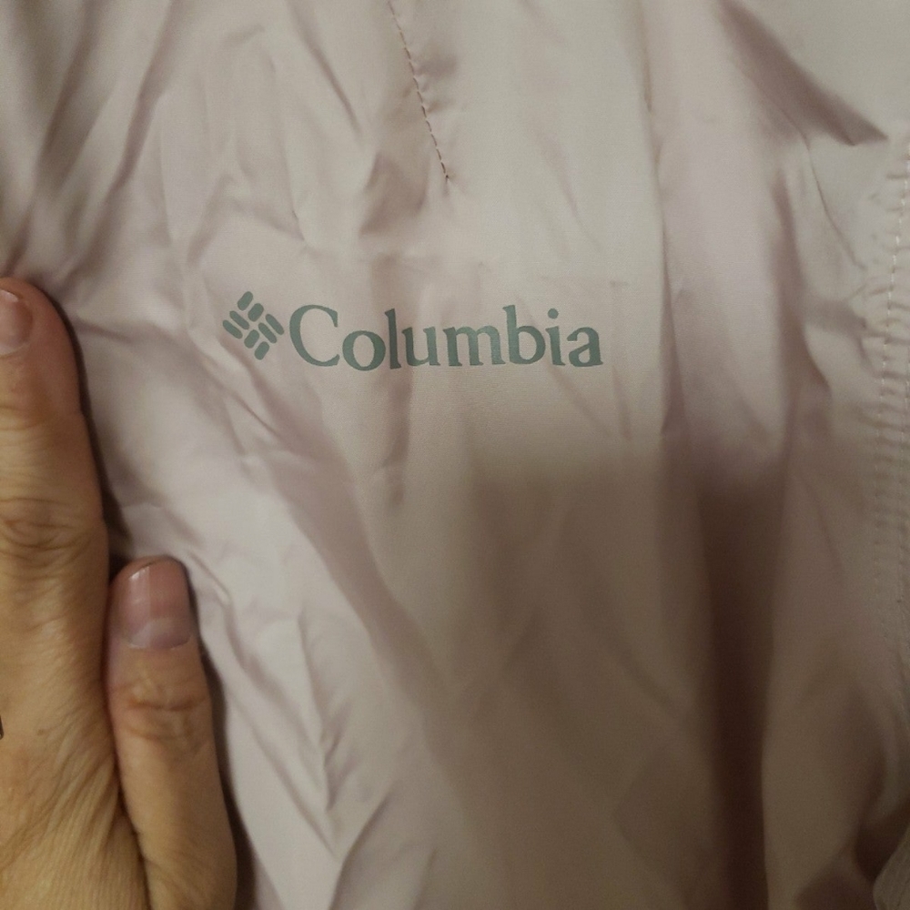 Columbia Womens Jacket size Small Pink Color Block Full Zip Wind Breaker Hooded - Picture 2 of 5